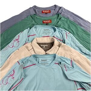 Lot Of 5 Simms Fishing Shirts Women’s Large Solarflex Casual Snap Up Henley